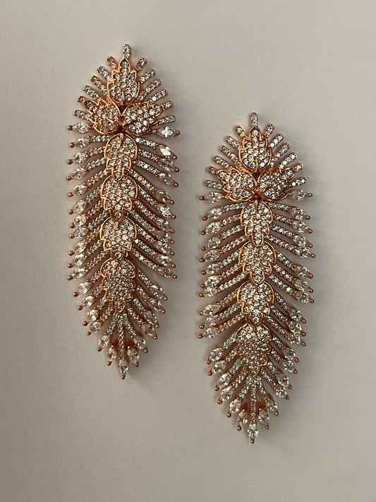 Gold Finish Zircon Earrings