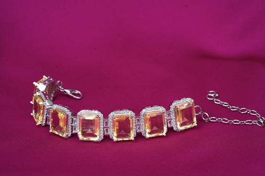 Yellow Doublet Crystal Bracelet with Zircons