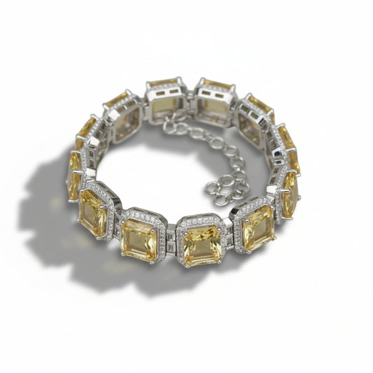 Yellow Doublet Crystal Bracelet with Zircons