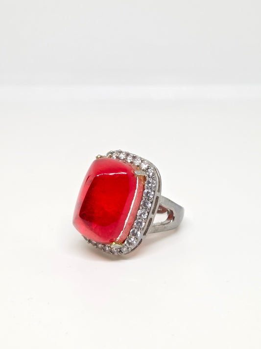 Doublet Crystal Ring with Faux Diamond Accents