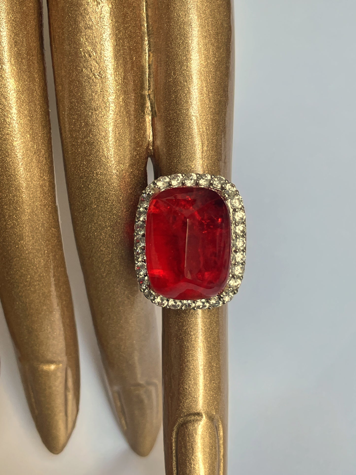 Doublet Crystal Ring with Faux Diamond Accents