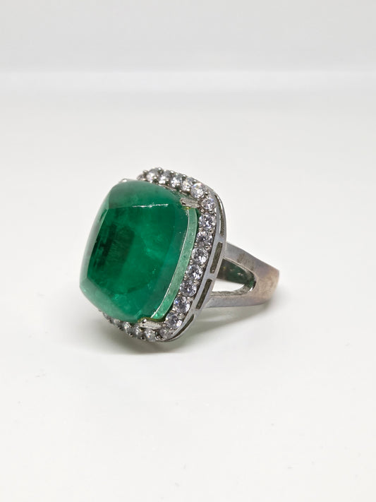 Doublet Crystal Ring with Faux Diamond Accents