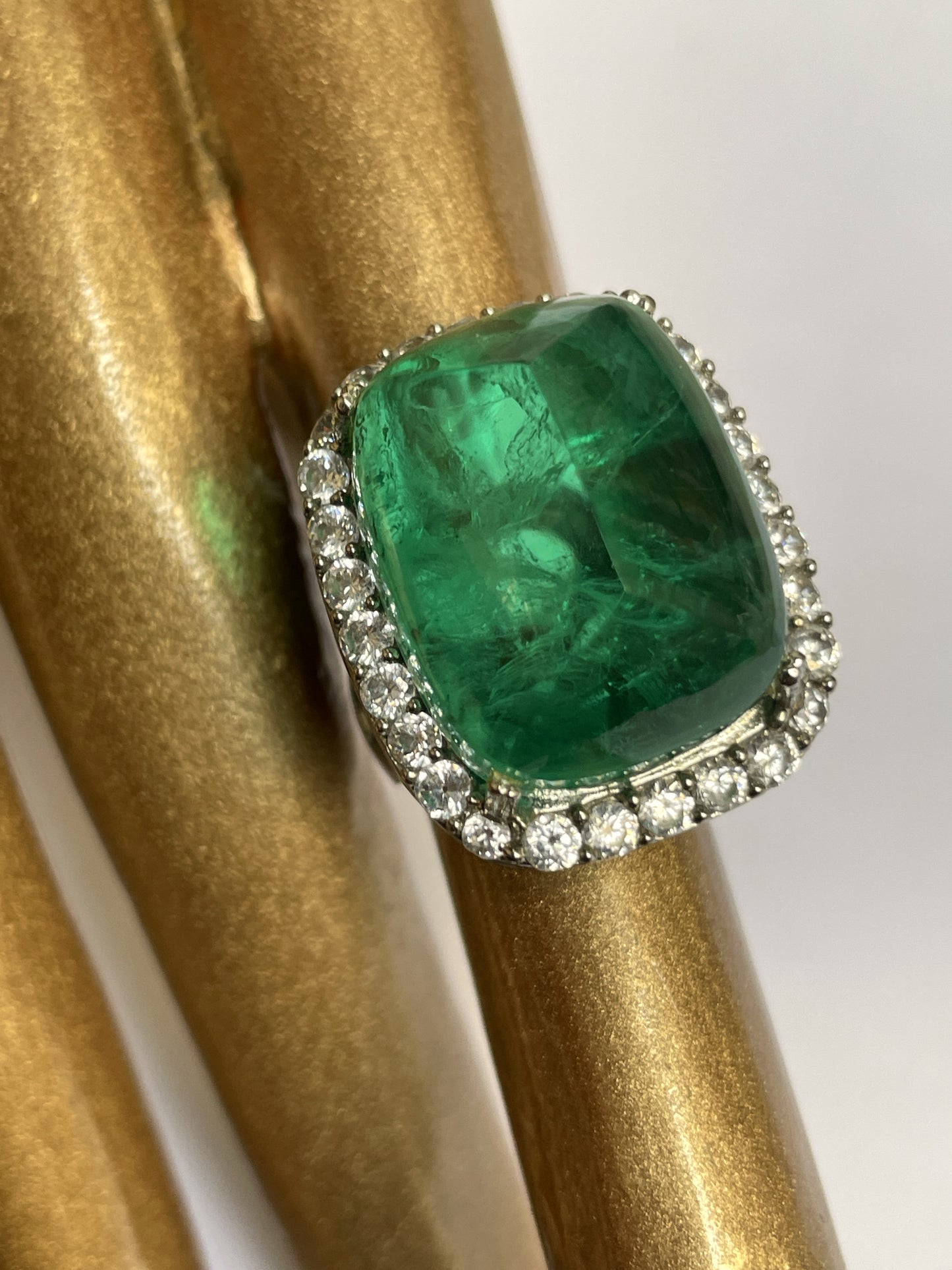 Doublet Crystal Ring with Faux Diamond Accents