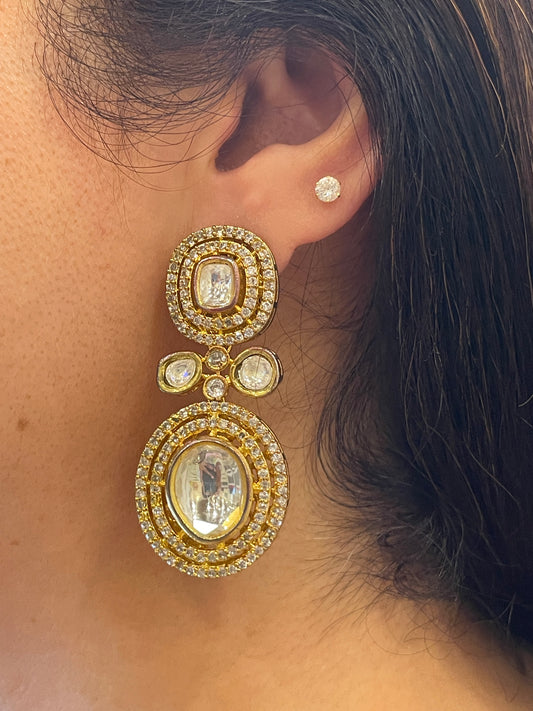 Gold Finish Kundan Earrings