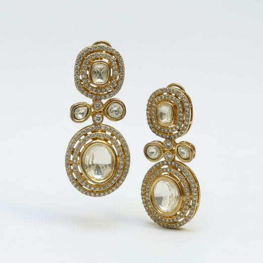 Gold Finish Kundan Earrings