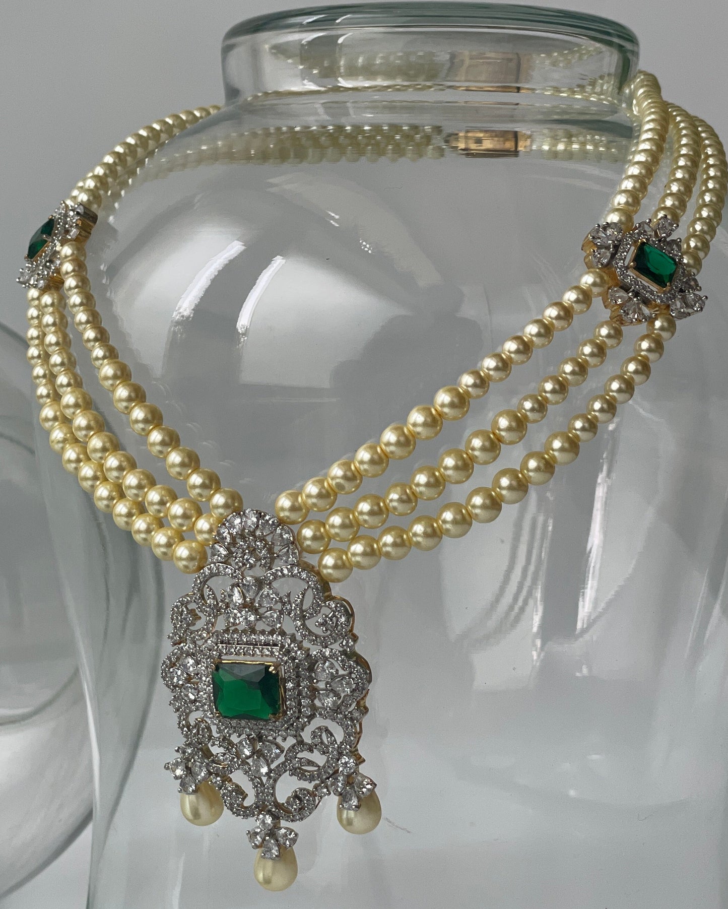Pearl and Zircon Studded Necklace