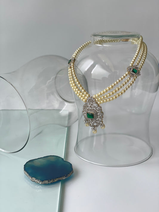 Pearl and Zircon Studded Necklace