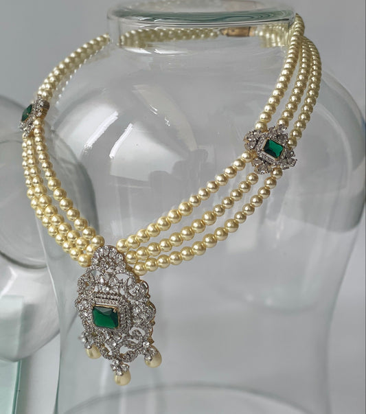 Pearl and Zircon Studded Necklace