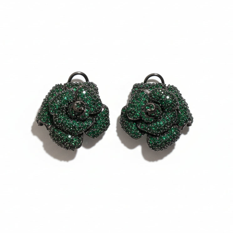 Zircon Rose Flower Studs