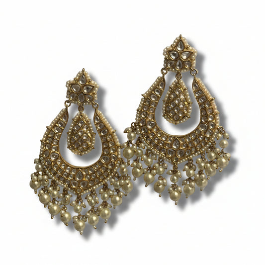 Long Traditional Kundan Earrings