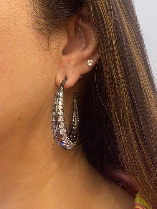 Black Rhodium Finish Zircon Hoops