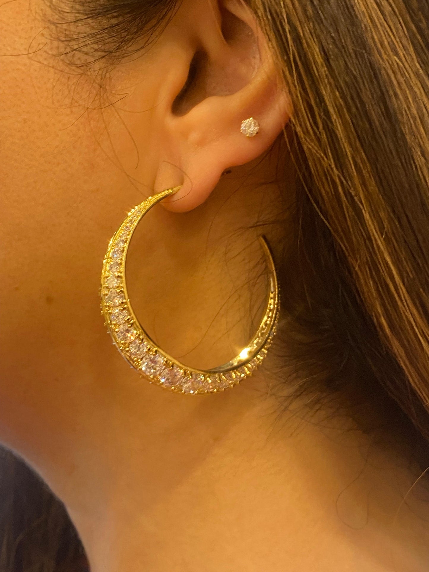 Black Rhodium Finish Zircon Hoops
