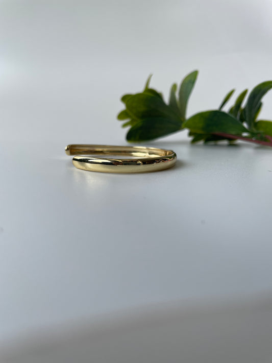 Gold Finish Single Stone Open Cuff Bracelet