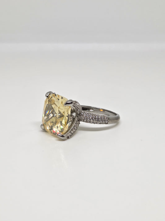 Yellow Zircon Solitaire Ring