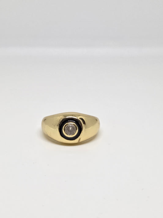 Bezel Solitaire Ring in Gold Finish