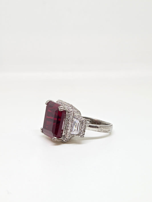 Red Crystal Solitaire Zircon Ring