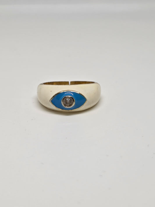 Enamelled Evil Eye Ring