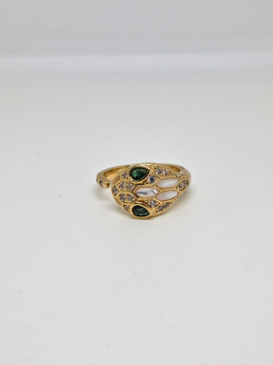 Gold Toned Zircon Studded Snake Ring