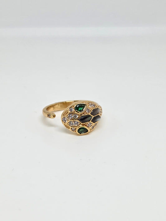 Snake Head Zircon Ring in Gold Finish