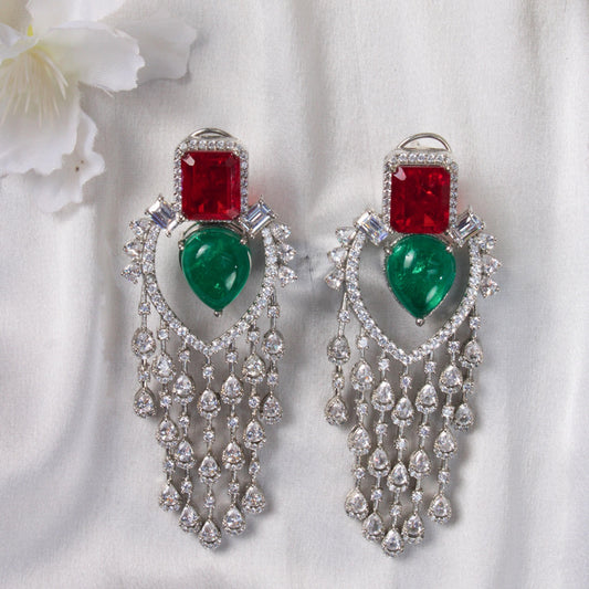 Red and Green Doublet Crystals with Zircon Danglers