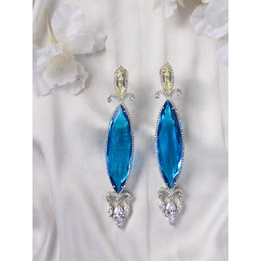 Blue and Yellow Marquise Doublet Crystal Earrings with Zircon