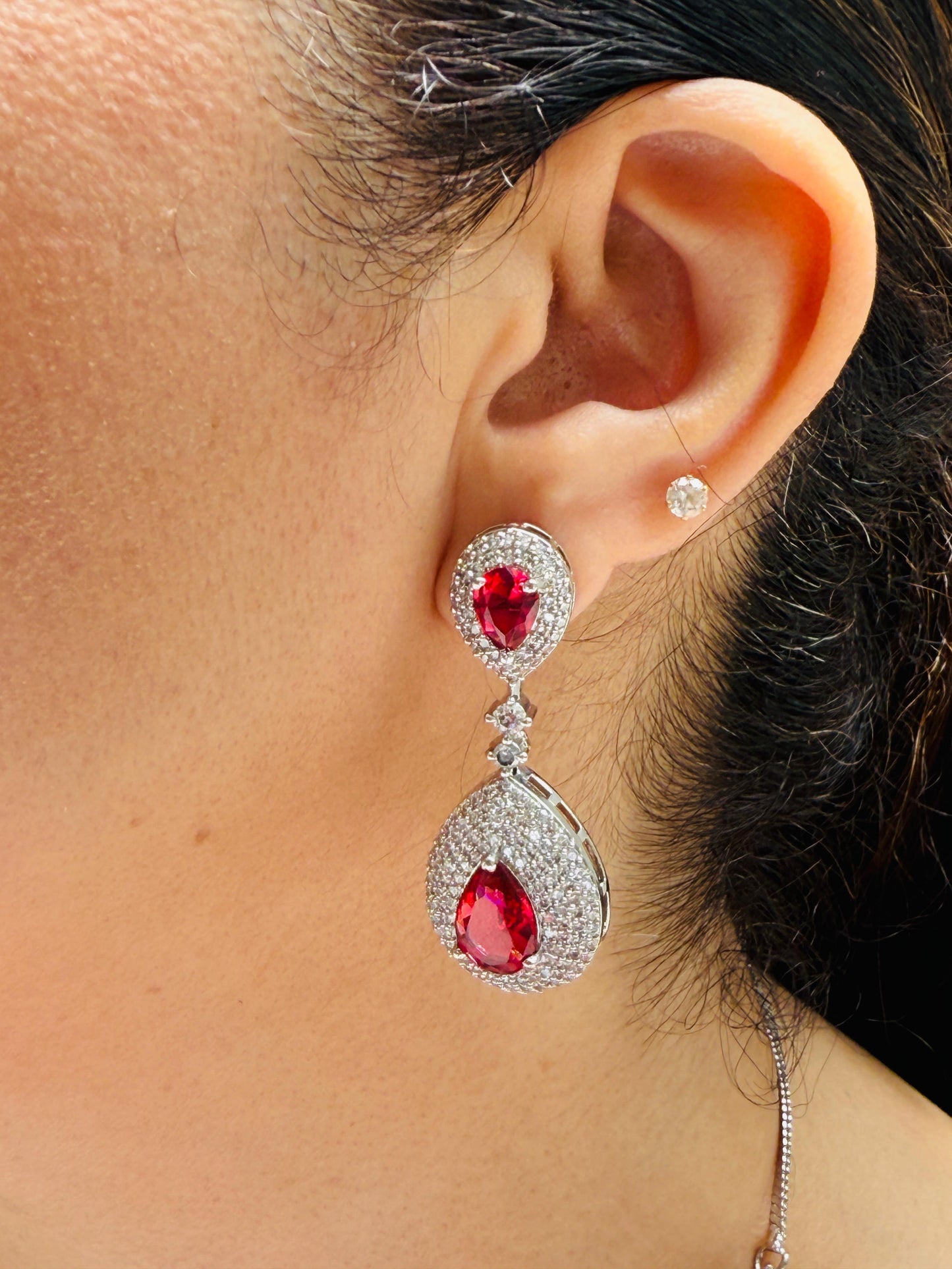 Royal Red Zircon Studded Necklace Set