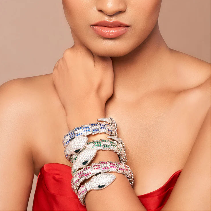 Zircon Studded Snake Wrap Bracelet