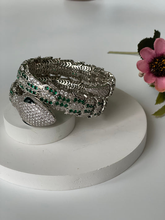 Zircon Studded Snake Wrap Bracelet