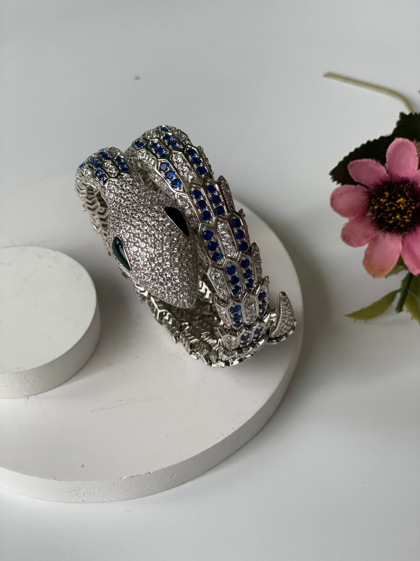 Zircon Studded Snake Wrap Bracelet