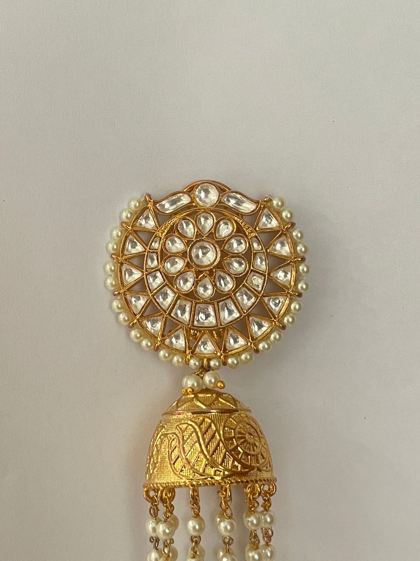 Pearl Jhumka with gold polish
