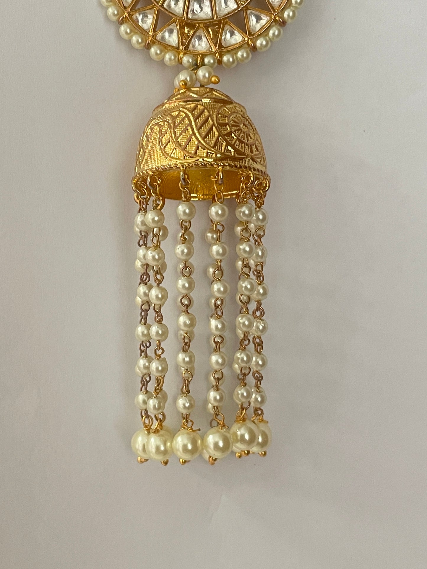 Pearl Jhumka with gold polish