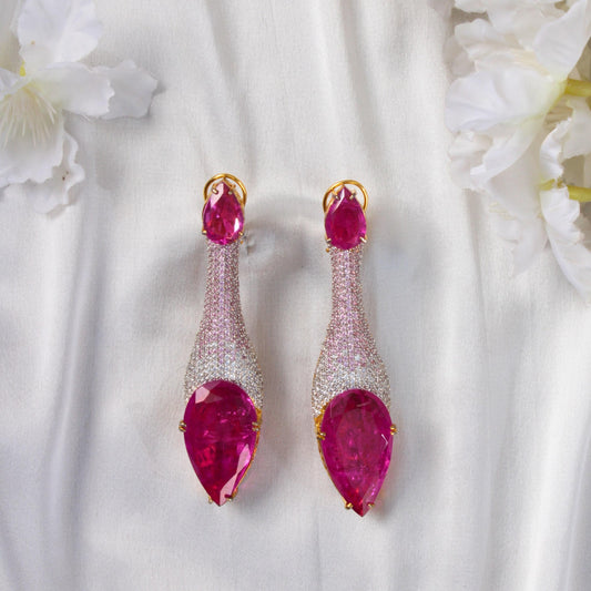 Gold Finish Vibrant Doublet and Zircon Studded Earrings