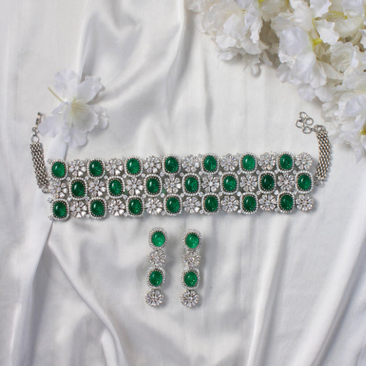 Faux Emerald and Zircon Choker SetStudio6Jewels