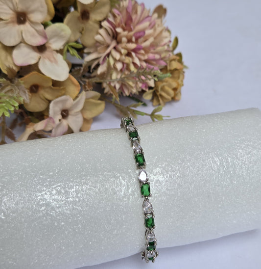 White and Green Zircon Studded Bracelet