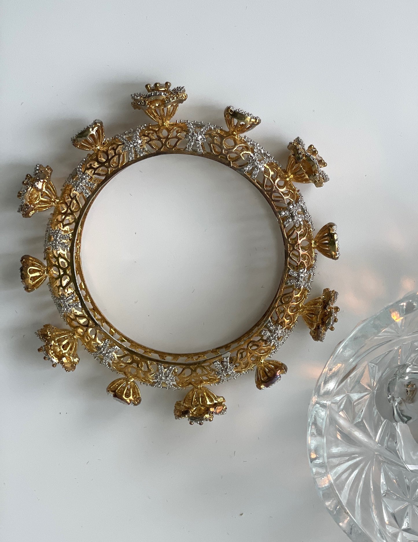 Gold Finish Zircon Studded Bangle