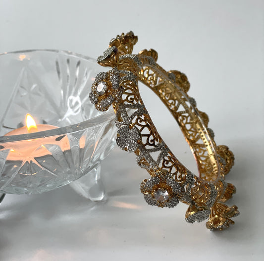 Gold Finish Zircon Studded Bangle