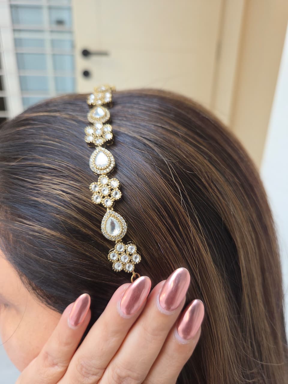 Kundan Teardrop Bloom Headband