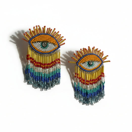 Bohemian Beaded Evil Eye Earrings