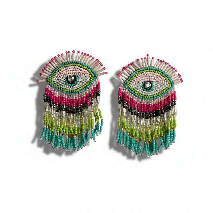 Bohemian Beaded Evil Eye Earrings