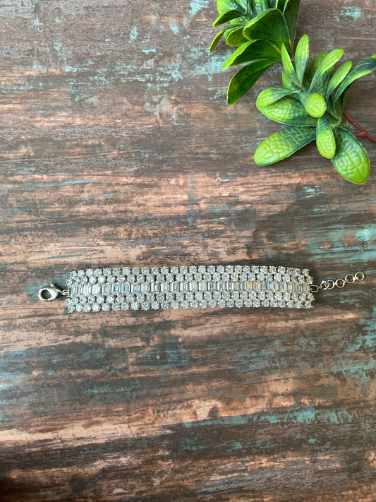 Zircon Studded Classic Broad Bracelet