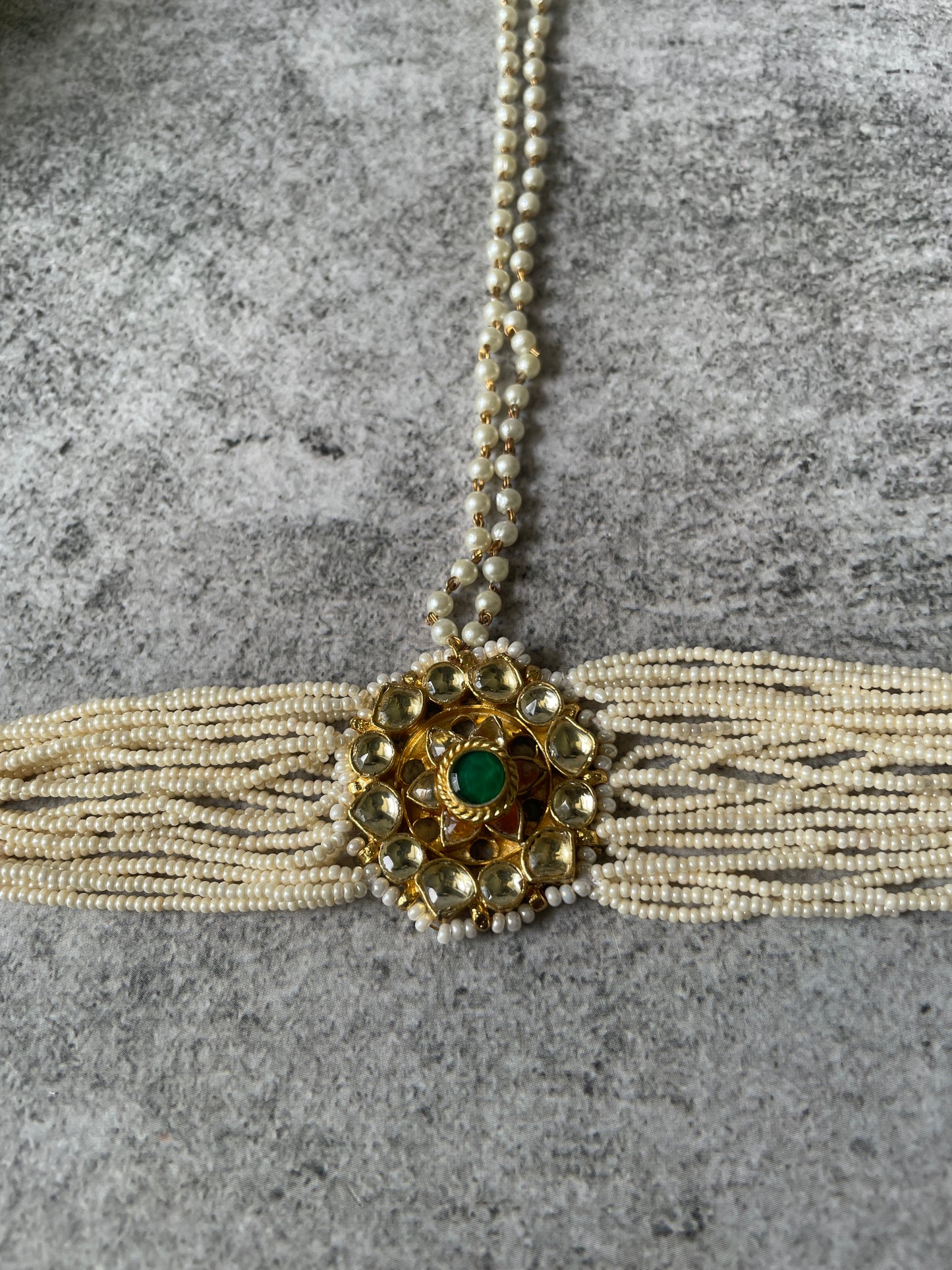 Pearl Accented Kundan Hand Harness