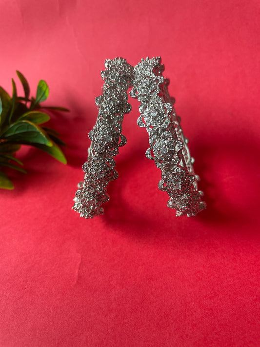 White Finish Zircon Studded Bangle Set