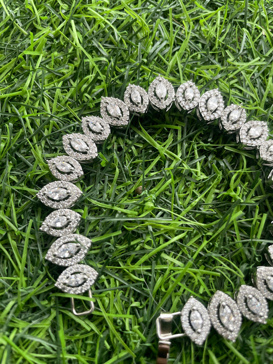 White Finish Marquise Shaped Zircon Bracelet