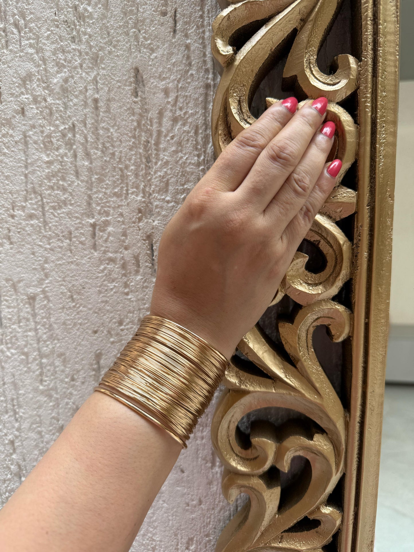 Spiral Gold Wire Cuff Bangle