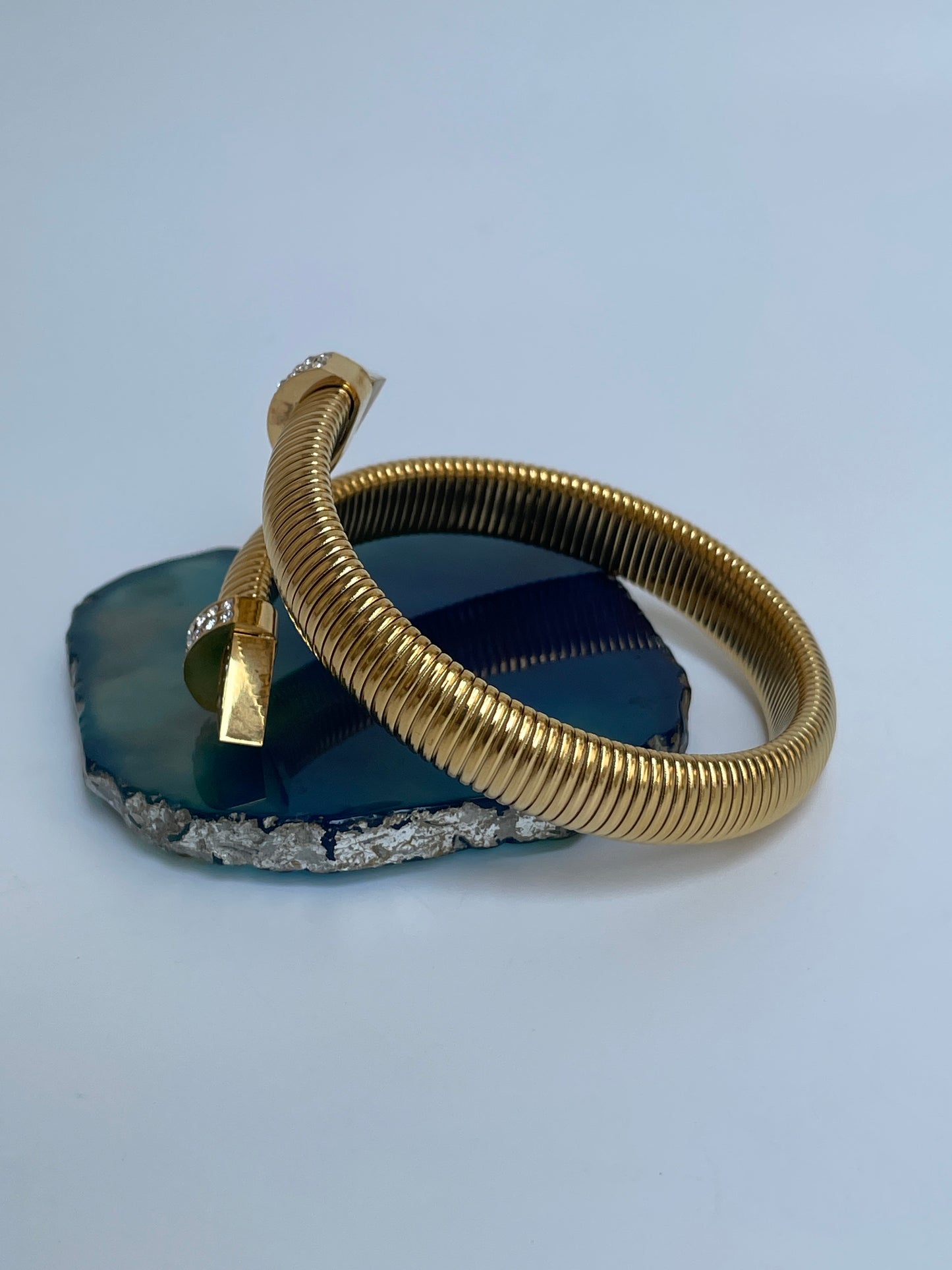 Spiral Wrap Cuff With Faux Diamond Studs
