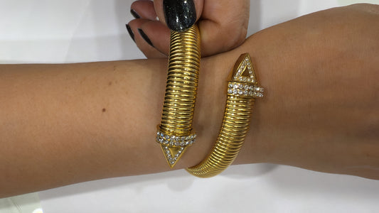 Spiral Wrap Cuff With Faux Diamond Studs