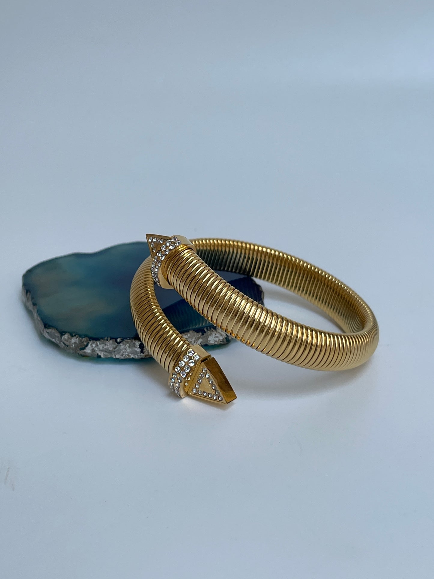 Spiral Wrap Cuff With Faux Diamond Studs