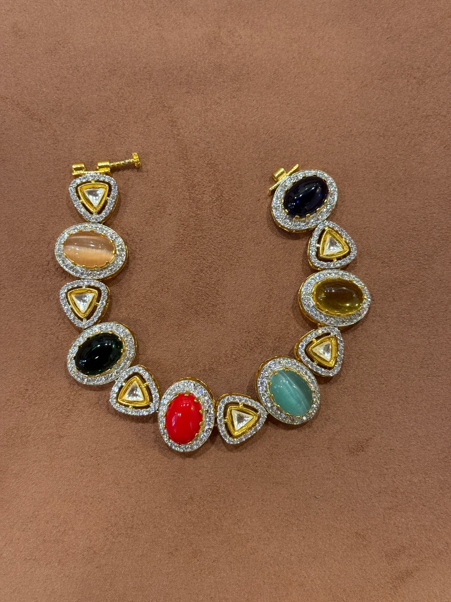 Multi Gem Bracelet with Zircon Accents