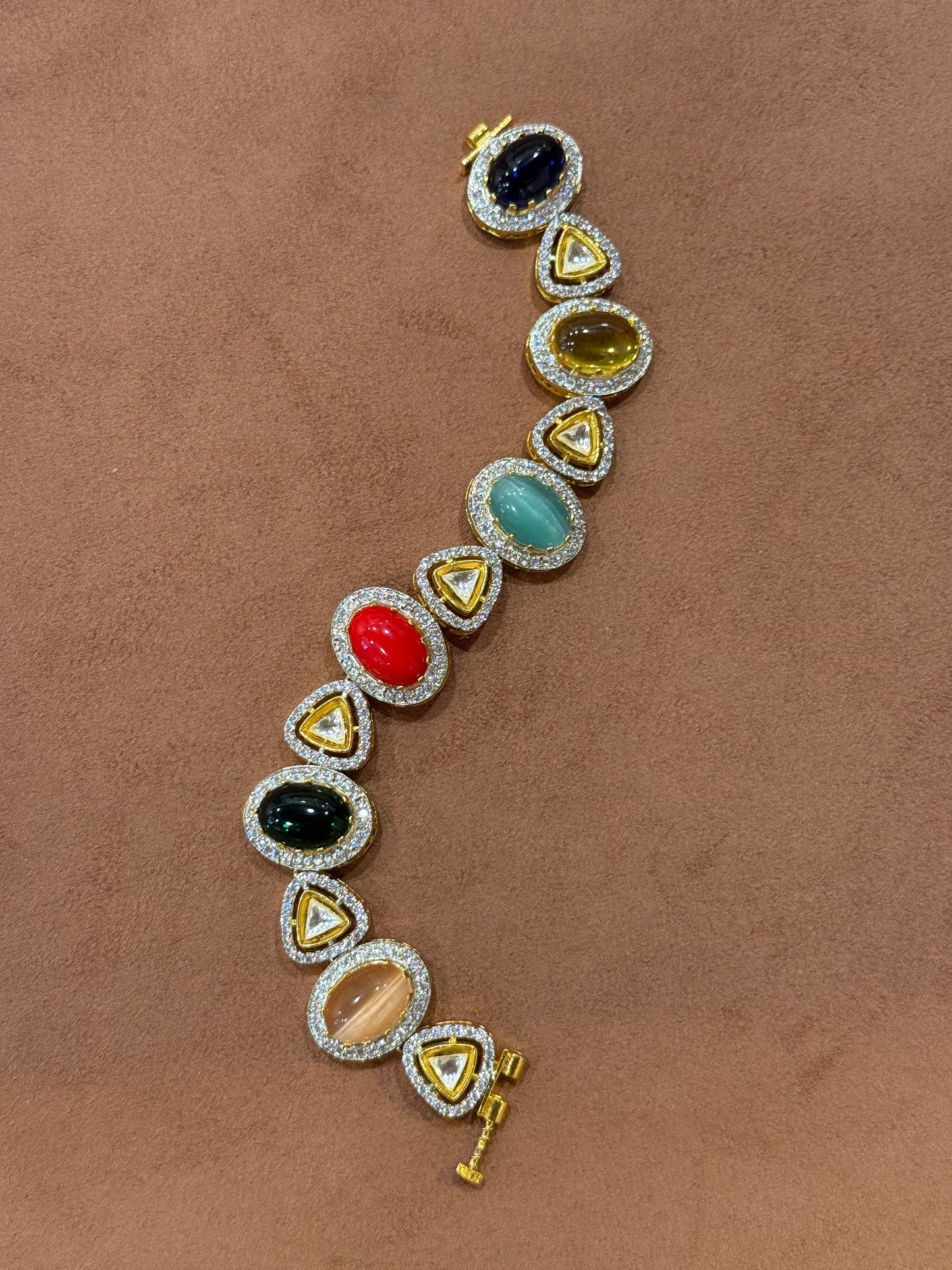 Multi Gem Bracelet with Zircon Accents