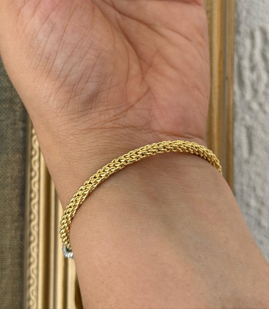 Two Tone Spiral Zircon Studded Cuff Bangle